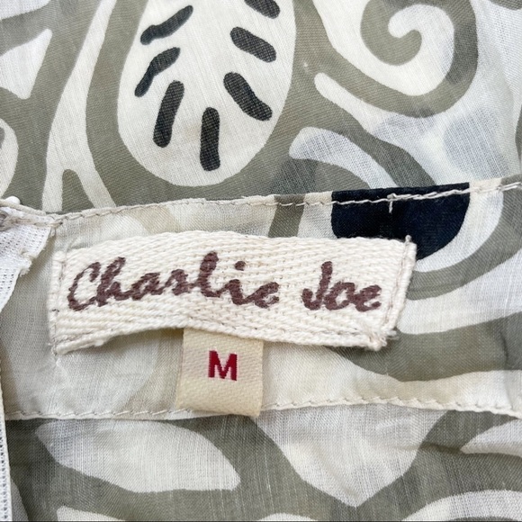 CHARLIE JOE Women’s Beige Abstract Floral Print Shift Dress Bell Sleeves Size M - Picture 7 of 7